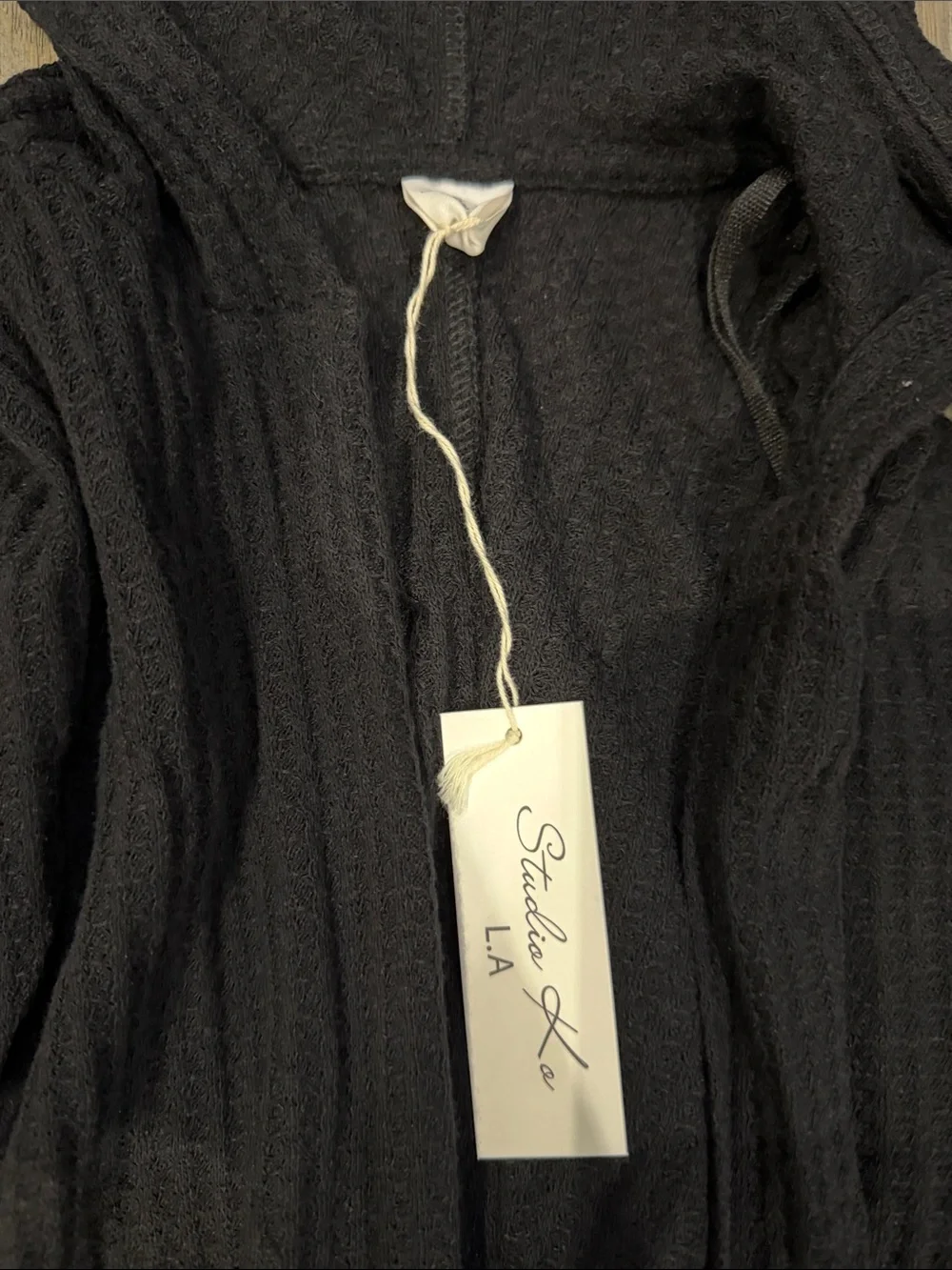 Soft ladies Black Hooded Cardigan Lightweight Open Front Sweater